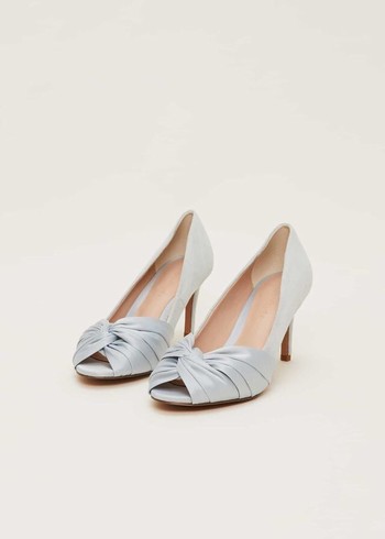 Phase Eight Satin Twist Peeptoe Heels Silver Canada | WIMSGE-765